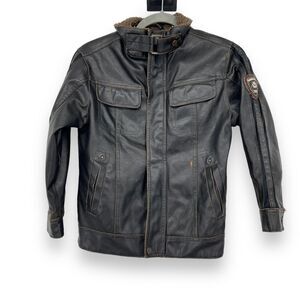 Adventure Legends Faux Leather Brown Bomber Jacket Boy's 7